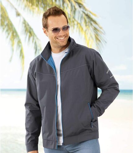 Men's Water-Repellent Windbreaker Jacket - Full Zip - Anthracite