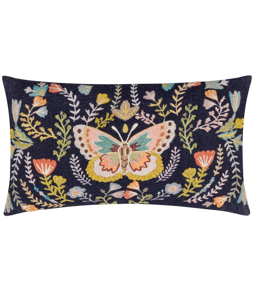 Mirrored embroidered butterfly cushion cover 50cm x 30cm midnight Wylder