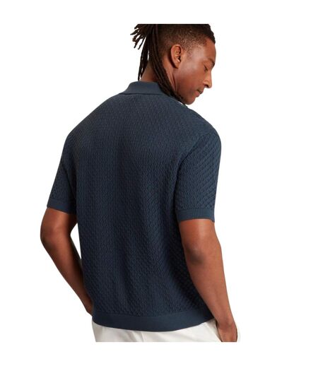 Mens Crochet Short-sleeved Shirt Mid Navy Ted Baker