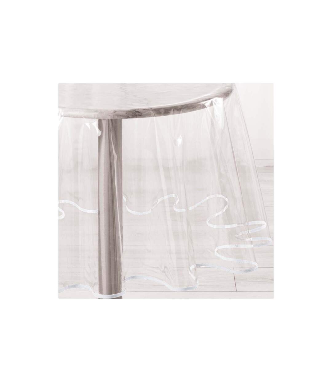 Nappe Ronde Cristal Garden 180cm Transparent & Blanc-2