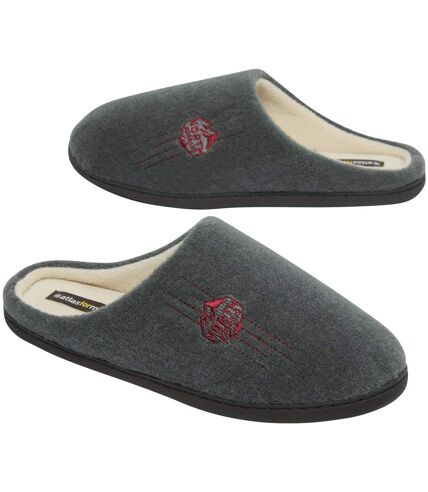 Men's Gray Fleece-Lined Slippers