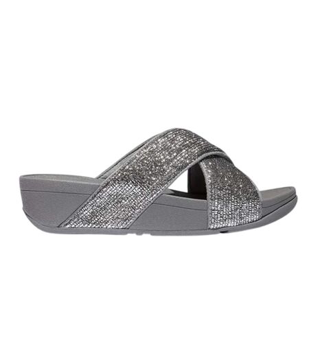 Womens/ladies Criss-cross Glitter Sliders Silver FitFlop