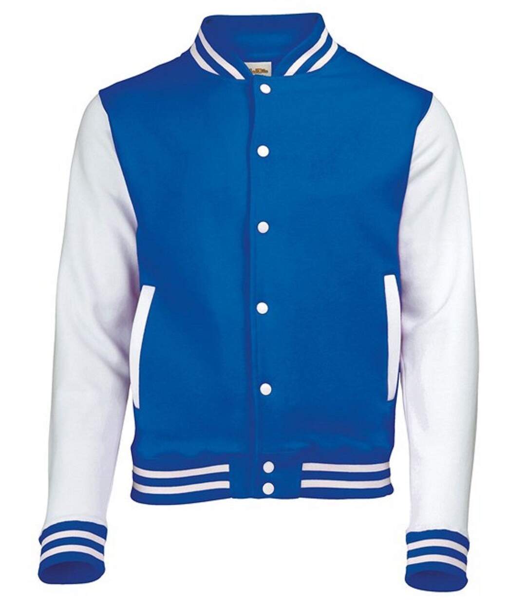 Veste teddy style collège américain université - JH043 - bleu roi et blanc