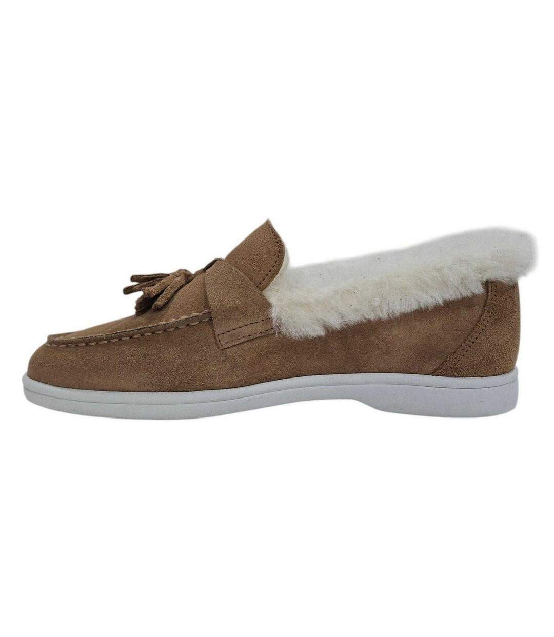 Womens/ladies Loro Suede Flat Boat Shoes Cognac Firetrap-3