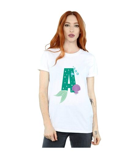 Disney Womens/Ladies Alphabet A Is For Ariel Cotton Boyfriend T-Shirt (Blanc) - UTBI42671