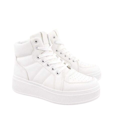 Womens/ladies Ecological Leather Sport Platform High Top Trainers White News