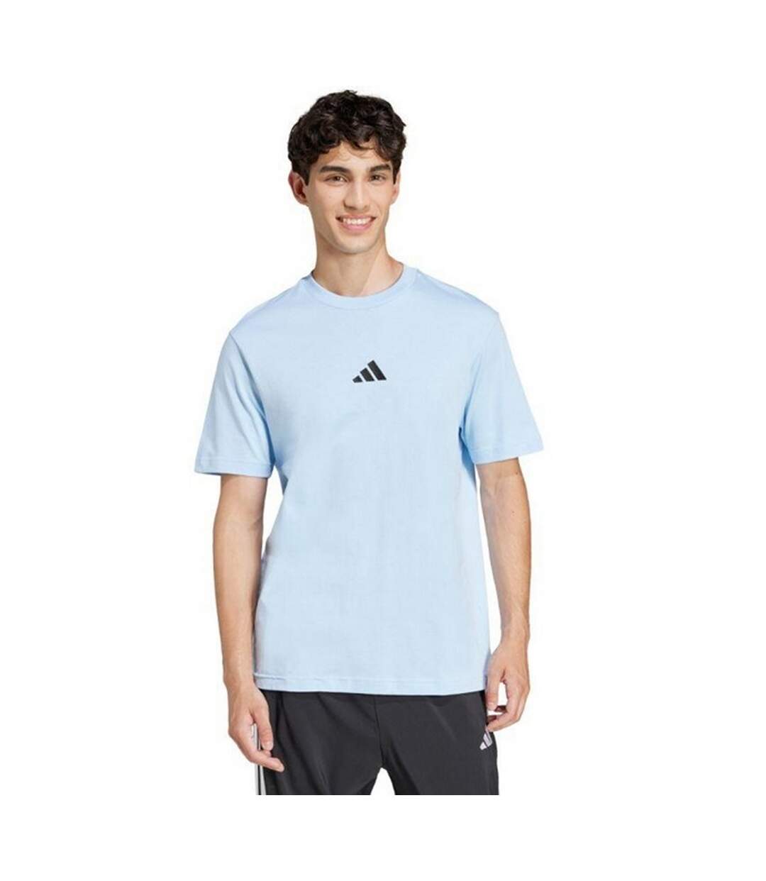 T-shirt Style Petit Logo Essentials Homme Bleu Pâle Noir Adidas-1