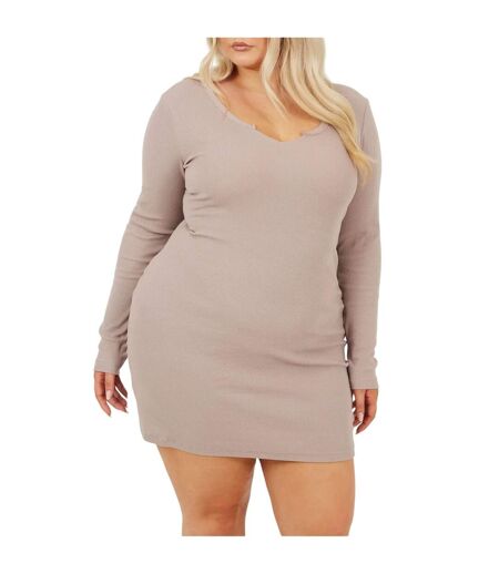 Robe Courte Manches Longues Femme Vieux Rose Pâle Brave Soul