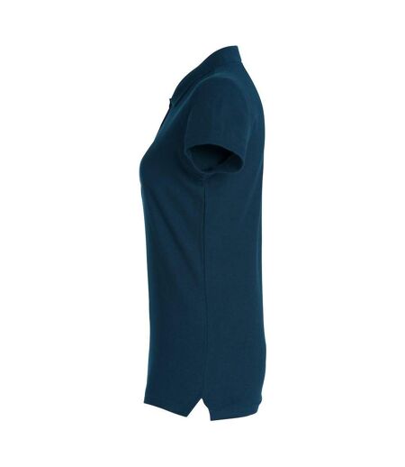 Womens/ladies Plain Polo Shirt Dark Navy Clique