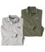 Pack of 2 Men's Piqué Polo Shirts - Khaki Grey 