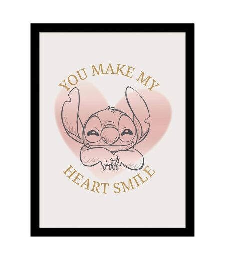 Lilo & Stitch - Poster encadré HEART SMILE (Rose / Doré) (45 cm x 35 cm x 1,7 cm) - UTPM8566