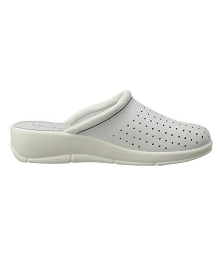 Dek Womens/Ladies Coated Leather Clogs (White) - UTDF375