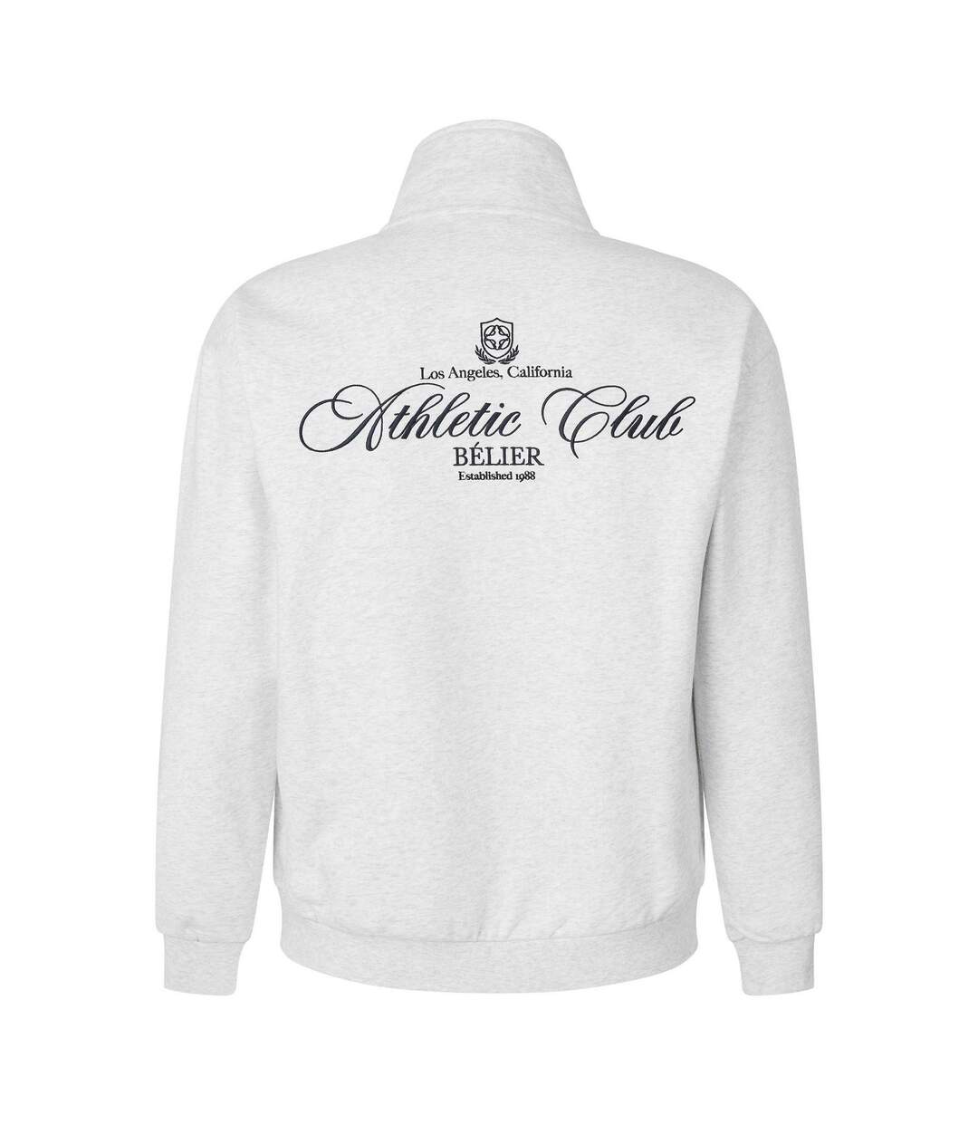 Mens Quarter Zip Athletic Sweatshirt Snow Marl Belier-2