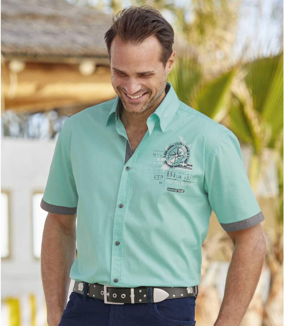 Men's Hawaii Expedition Poplin Shirt - Turquoise Atlas For Men