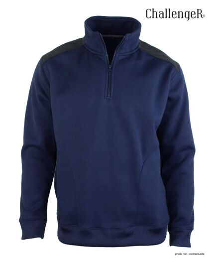 CHALLENGER PIERRO6 — Sweat molleton col camionneur bleu marine : chaleur et résistance