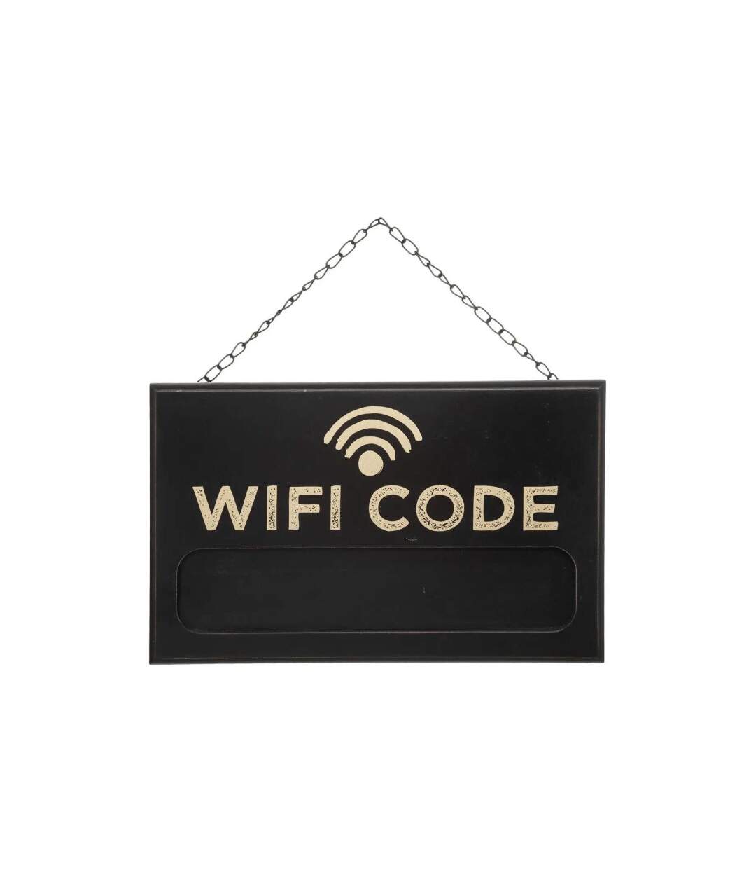 Plaque de Porte Déco Wifi Code 35cm Noir-1