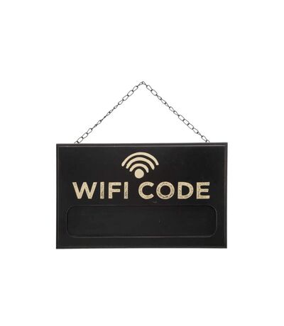 Plaque de Porte Déco Wifi Code 35cm Noir