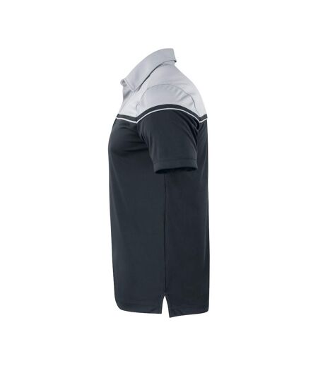 Mens Seaback Polo Shirt Black Light Grey Cutter & Buck