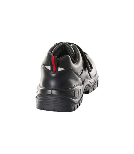 Mens Footwear Industry Leather Hook And Loop Safety Shoes Black Mascot