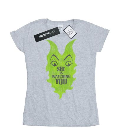 Disney - T-shirt THE DESCENDANTS MALEFICENT SHE IS WATCHING - Femme (Gris chiné) - UTBI17667