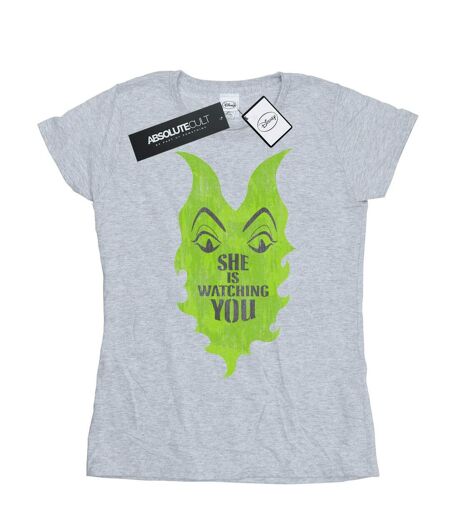 Disney - T-shirt THE DESCENDANTS MALEFICENT SHE IS WATCHING - Femme (Gris chiné) - UTBI17667