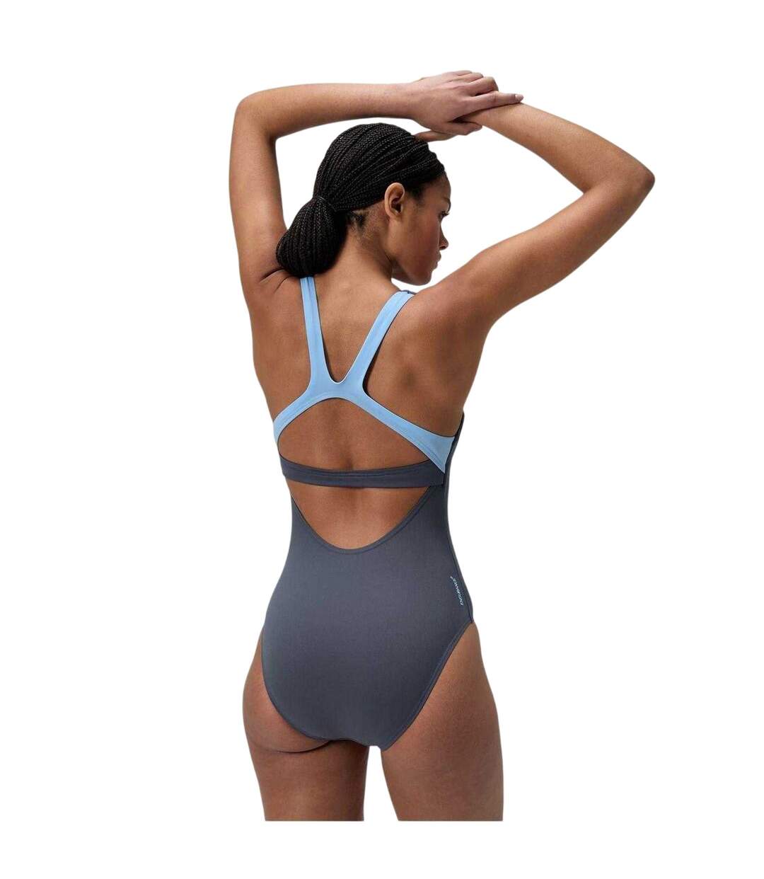 Maillot De Bain Uni 1 Pièce À Col Carré Femme Gris Foncé Speedo-3