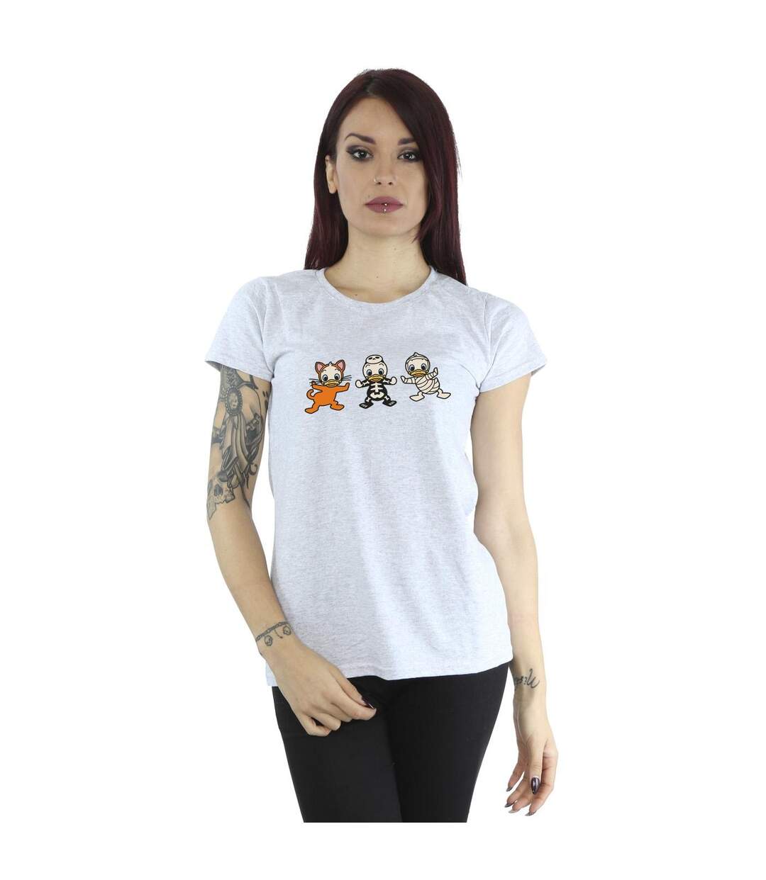 Disney T-shirt en coton Femmes/Dames Duck Tales Halloween Costumes (Gris sportif) - UTBI33870-2