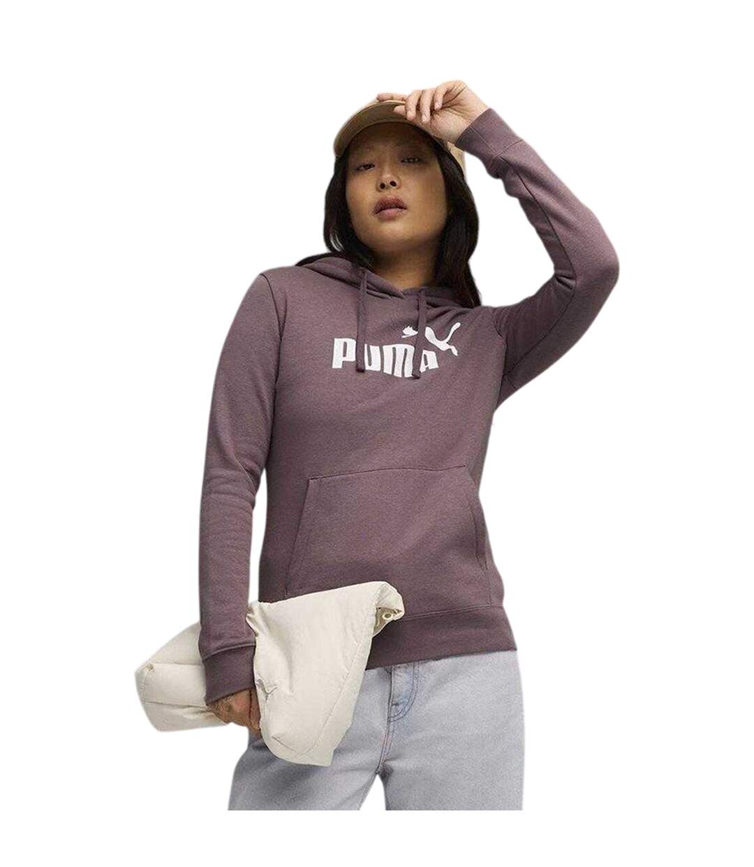 Womens/ladies No.1 Logo Fleece Overhead Hoodie Raisin Puma-1