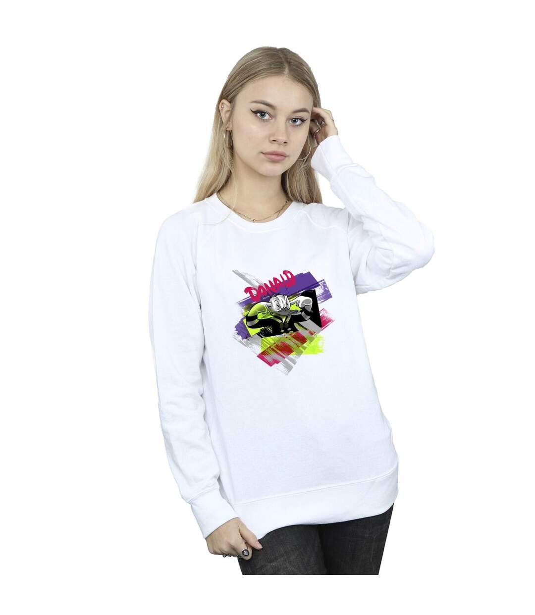 Disney Femmes/Les femmes Donald Duck Ear Plug Bright Sweatshirt (Blanc) - UTBI28782-2