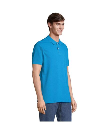 Unisex Adult Pacific Pique Twin Needle Stitch Polo Shirt Aqua SOLS