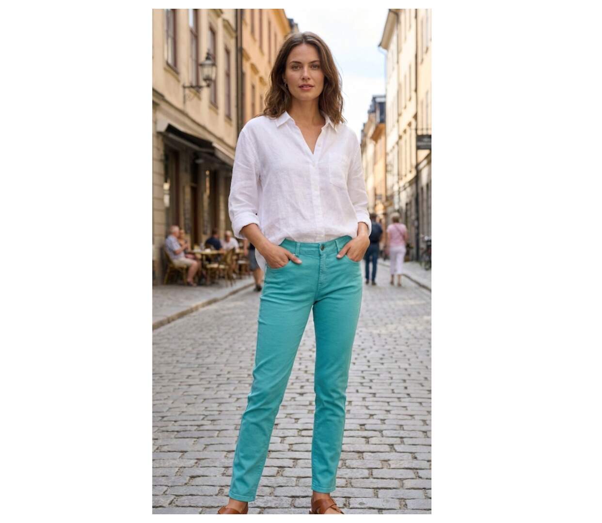Pantalon Ultra Stretch Bleu Aqua – Effet Jean & Confort Absolu-3