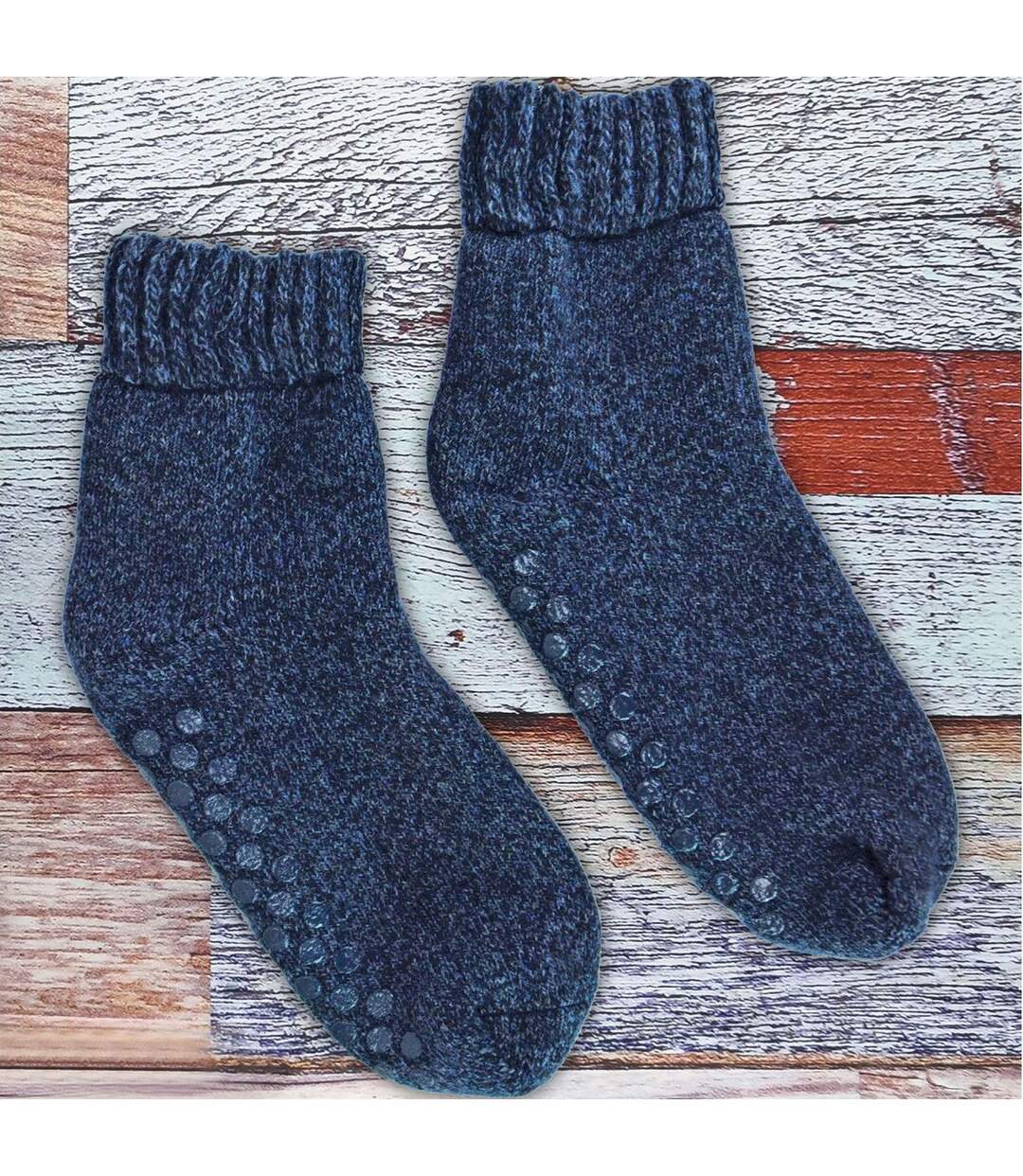 4 Pack Mens Warm Merino Wool Slipper Socks for Indoors-4