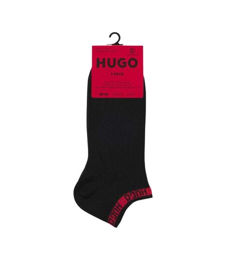 Pack Of 2  Mens Cotton Blend Ankle Socks  Black Hugo
