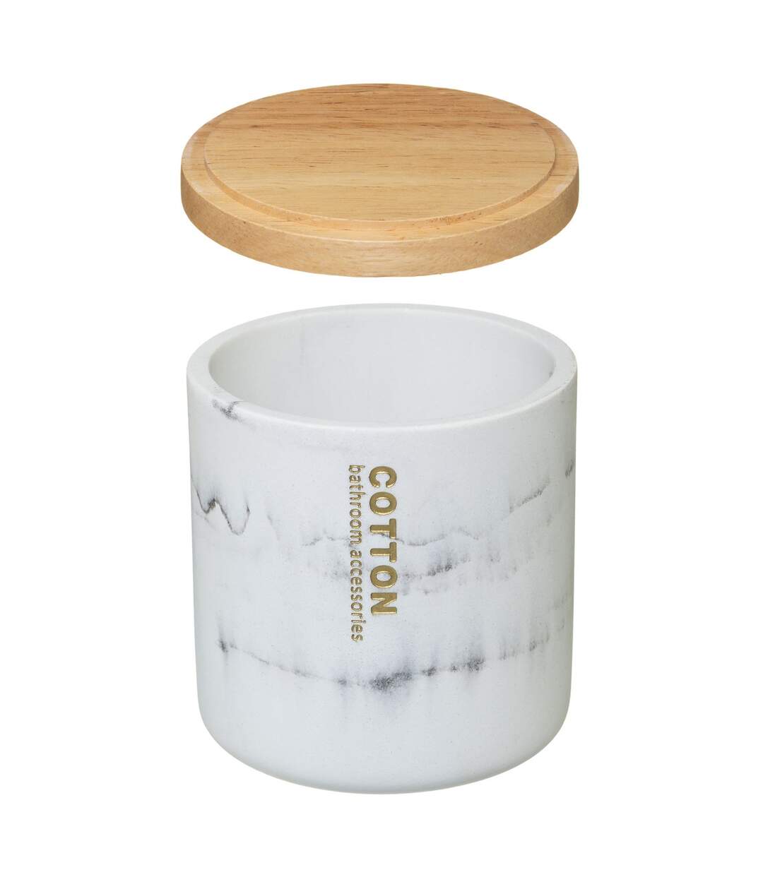 Pot à coton design marbre Lea - Blanc-2