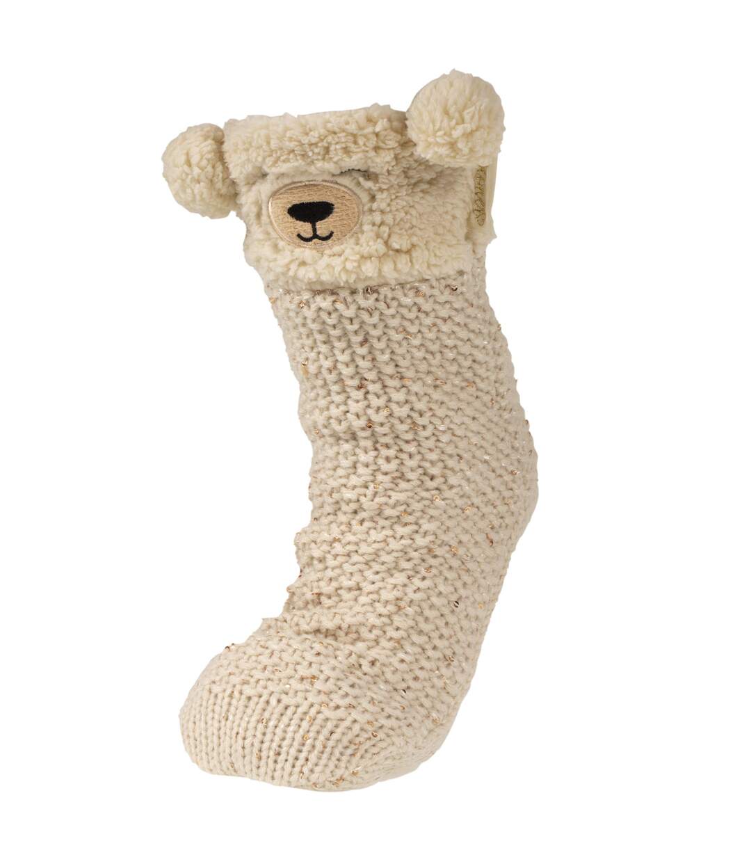 Isotoner Chaussettes d'intérieur femme en maille sequins et sherpa détail ours - fourrées-1