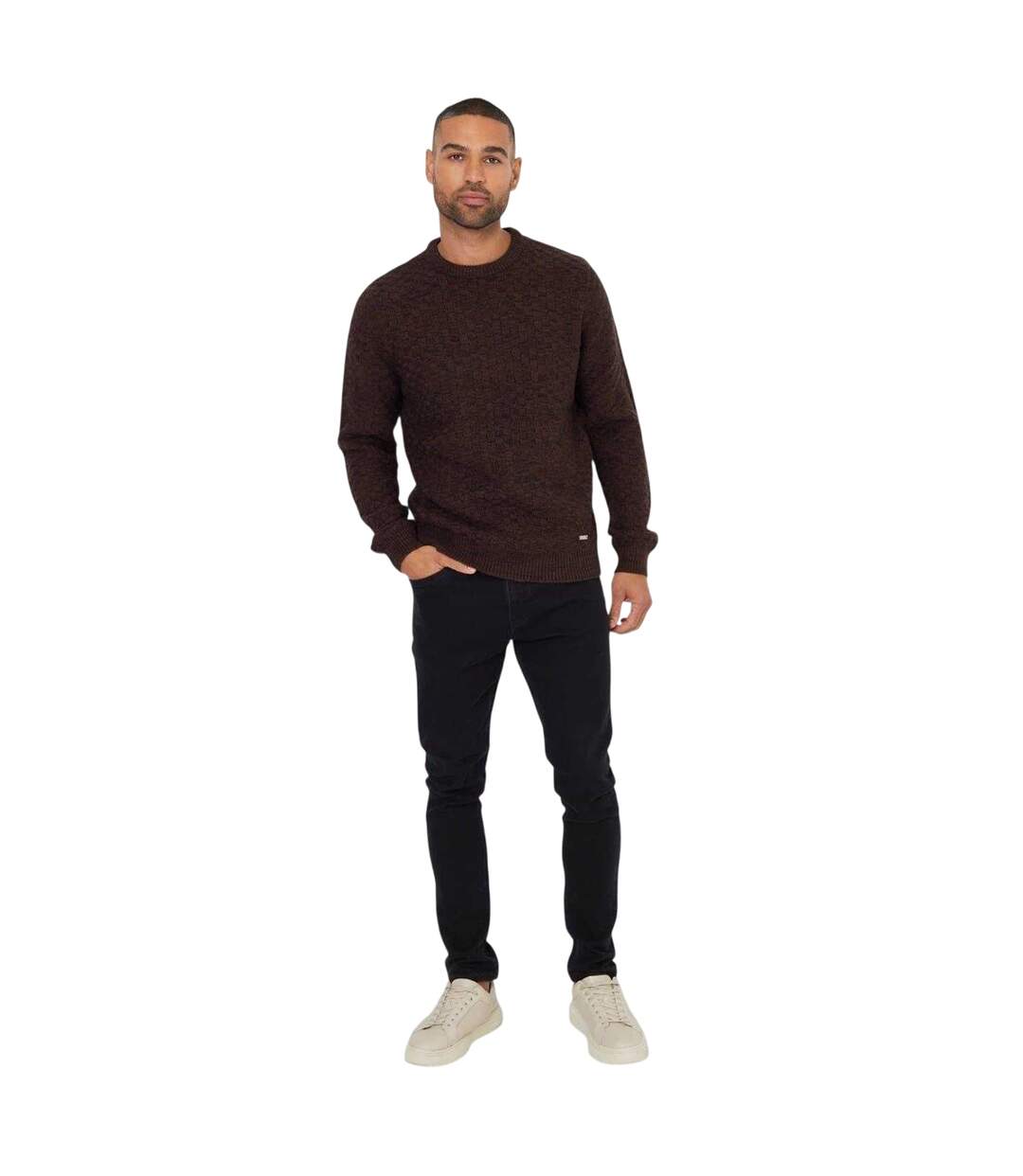 Sweat Manches Longues Oldcastle Homme Noir Marron Threadbare-4