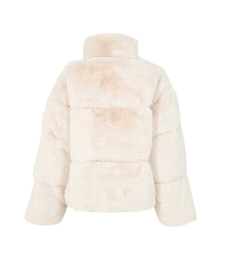 Womens/ladies Faux Fur Puffer Jacket Cream Jack Wills