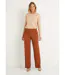Pantalon large taille semi élastiquée uni-4