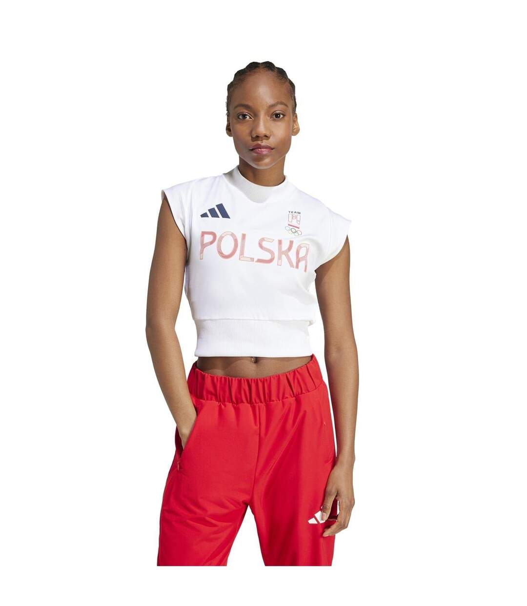 T-shirt Olympic Poland Femme Blanc Adidas-3