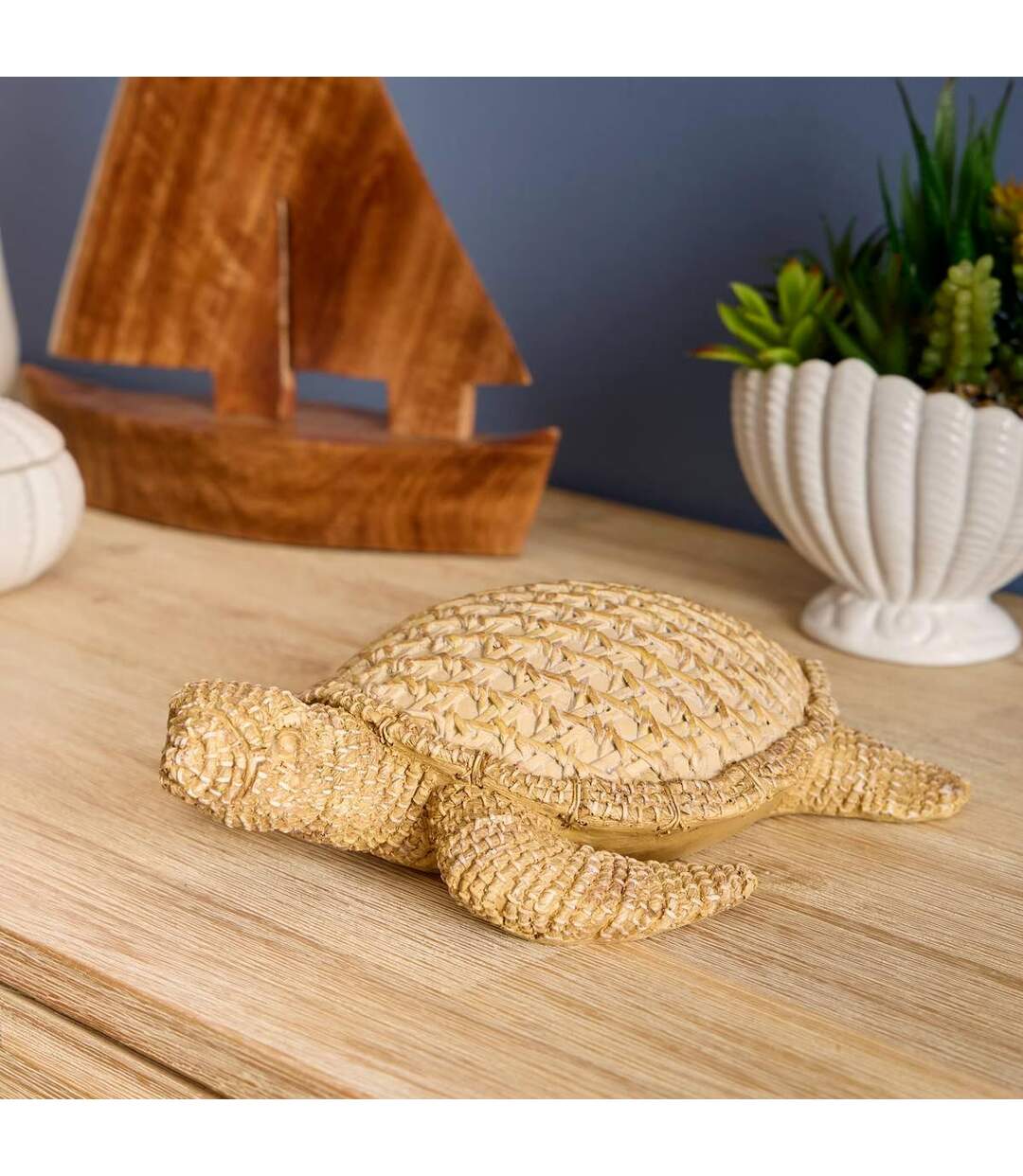 Statuette Tortue Déco Océa 24cm Beige-2