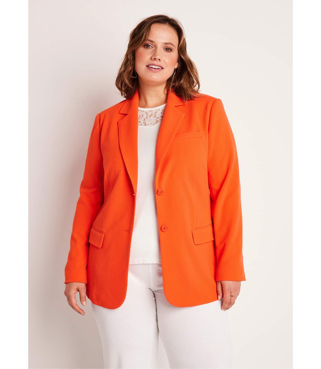 Veste blazer coupe droite maille unie-1