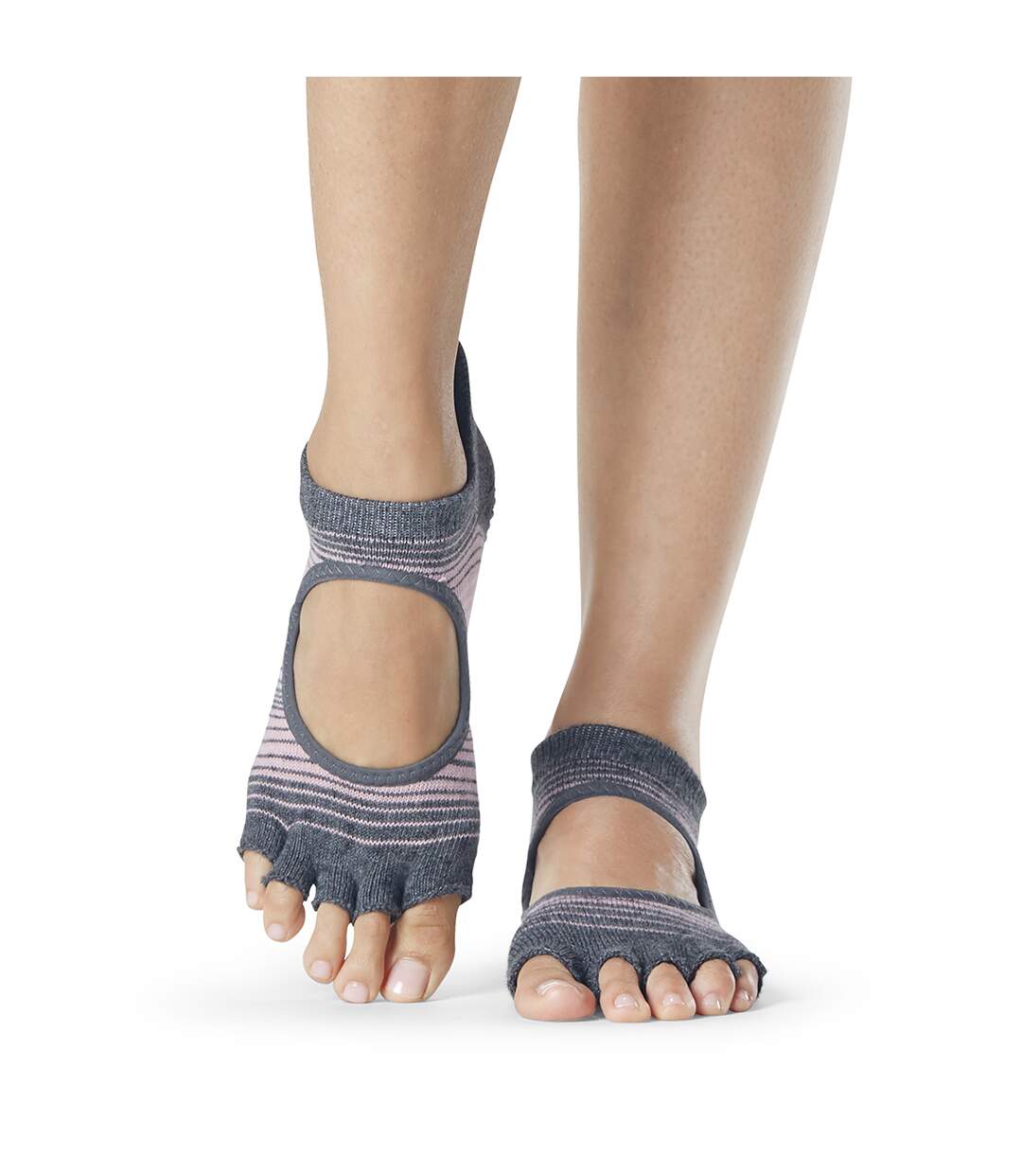 Toesox - Chaussettes à demi-orteils BELLARINA ECHO - Femme (Gris / Rose clair) - UTMQ230-2