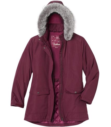 Women's Plum Parka with Faux-Fur Hood