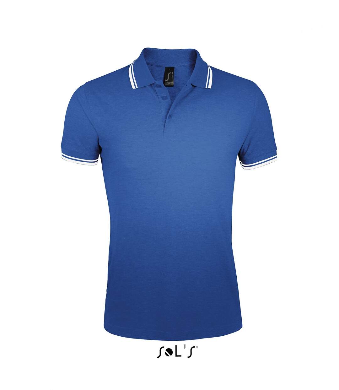 Polo homme coton - 00577 - bleu roi et bande blanche-2