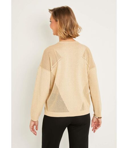 Pull fin court ajouré irisé manches longues