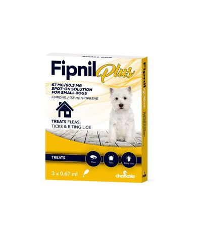 Pack of 3  Fipnil plus dog flea treatment  one size yellow/white Chanelle