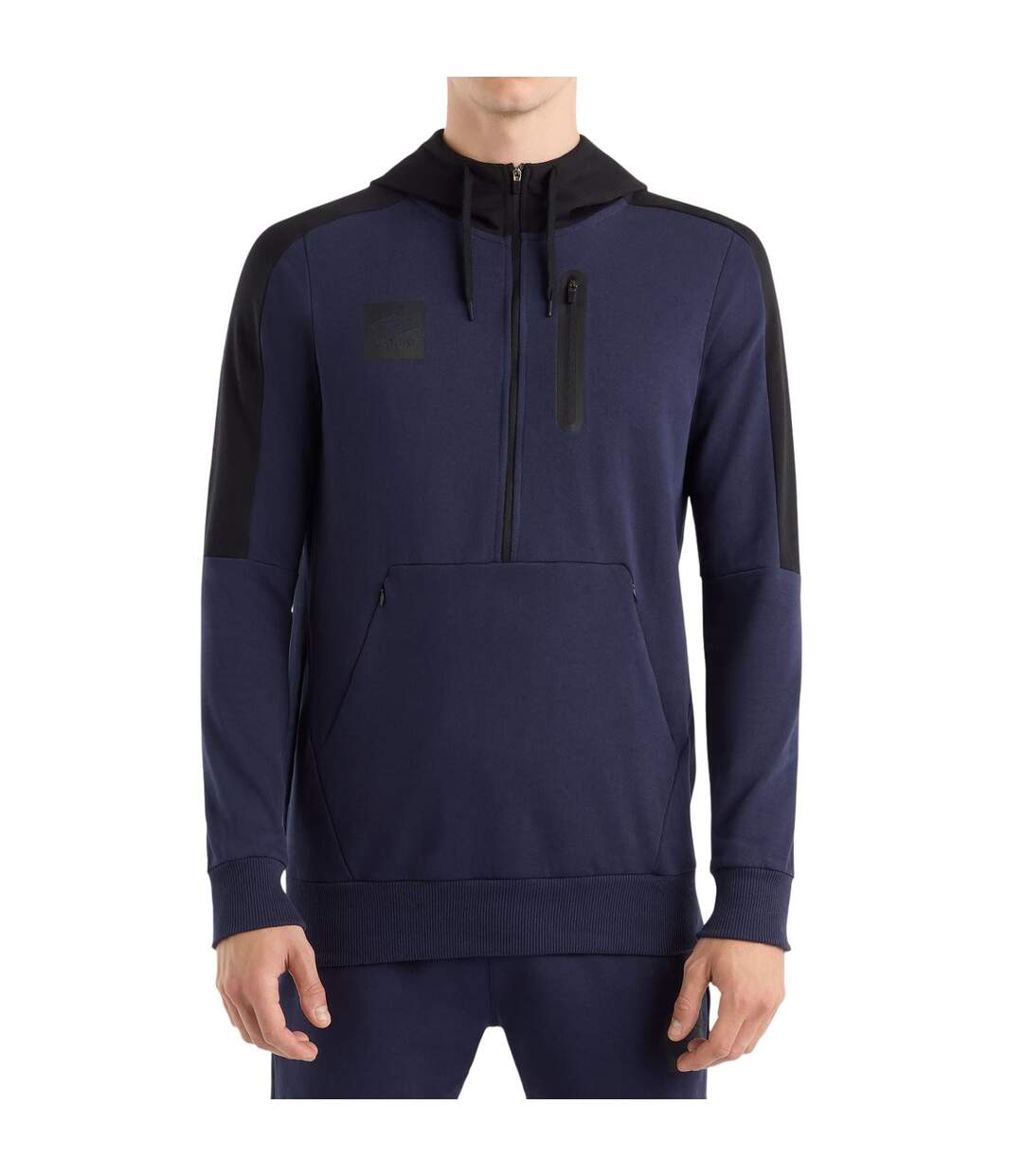 Mens Terrace Half Zip Hoodie Peacoat Black Umbro-1