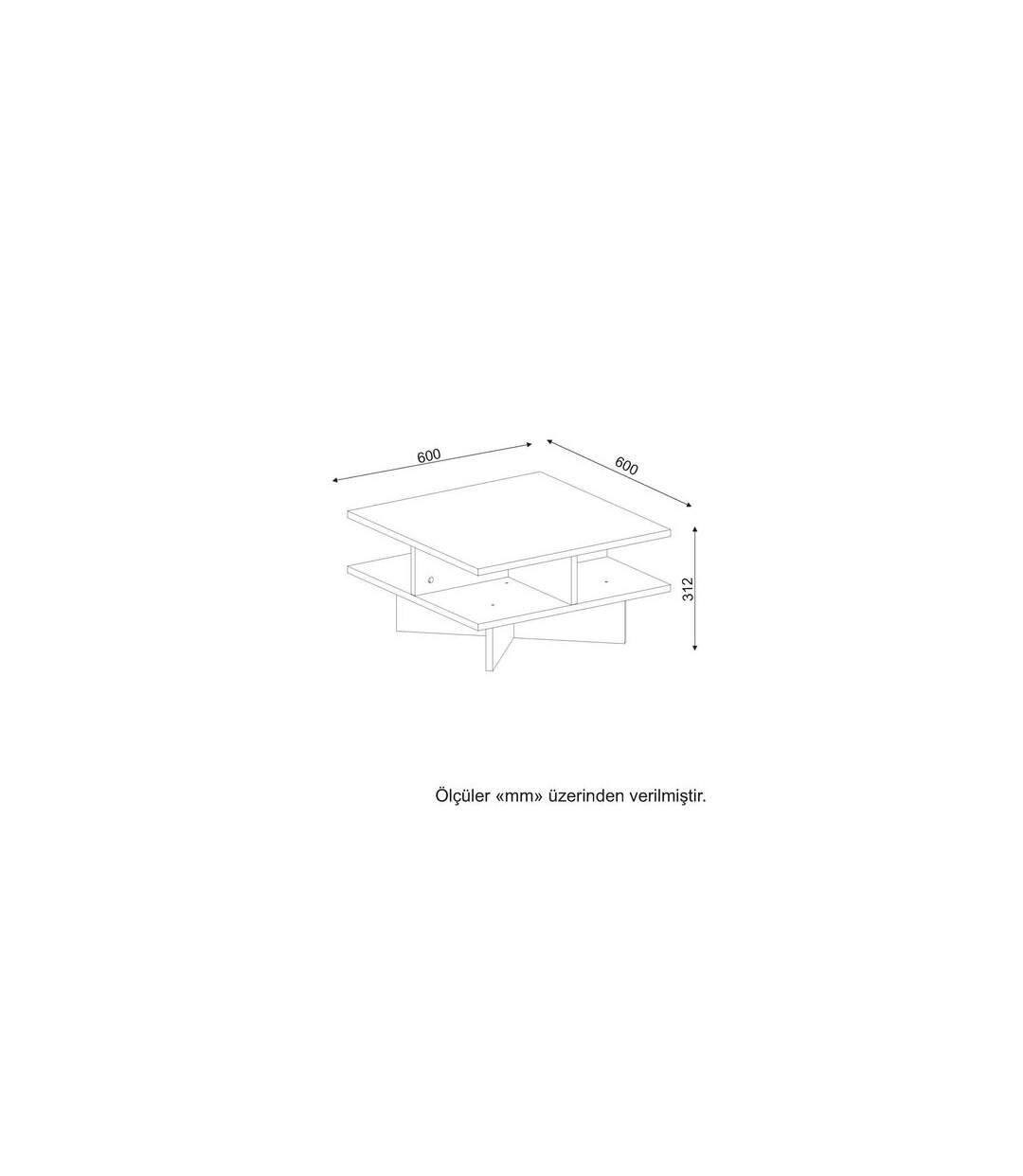 Table basse design scandinave Hamton - L. 60 x H. 31 cm - Marron noix-5