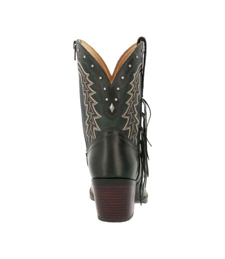 Womens/ladies Crush Full Grain Leather Ankle Western Boots Saddle Brown Denim Blue Durango