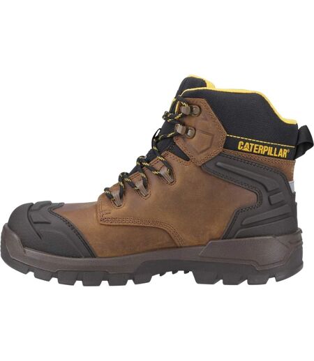 Mens Striver Xl 6 Leather Safety Boots Dark Beige Black Yellow Caterpillar